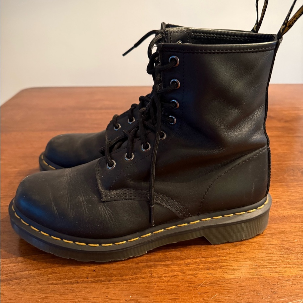 Dr Martins Black Leather Lace-Up Boots